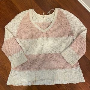 Pink and Cream Stripe Free People Sweater!